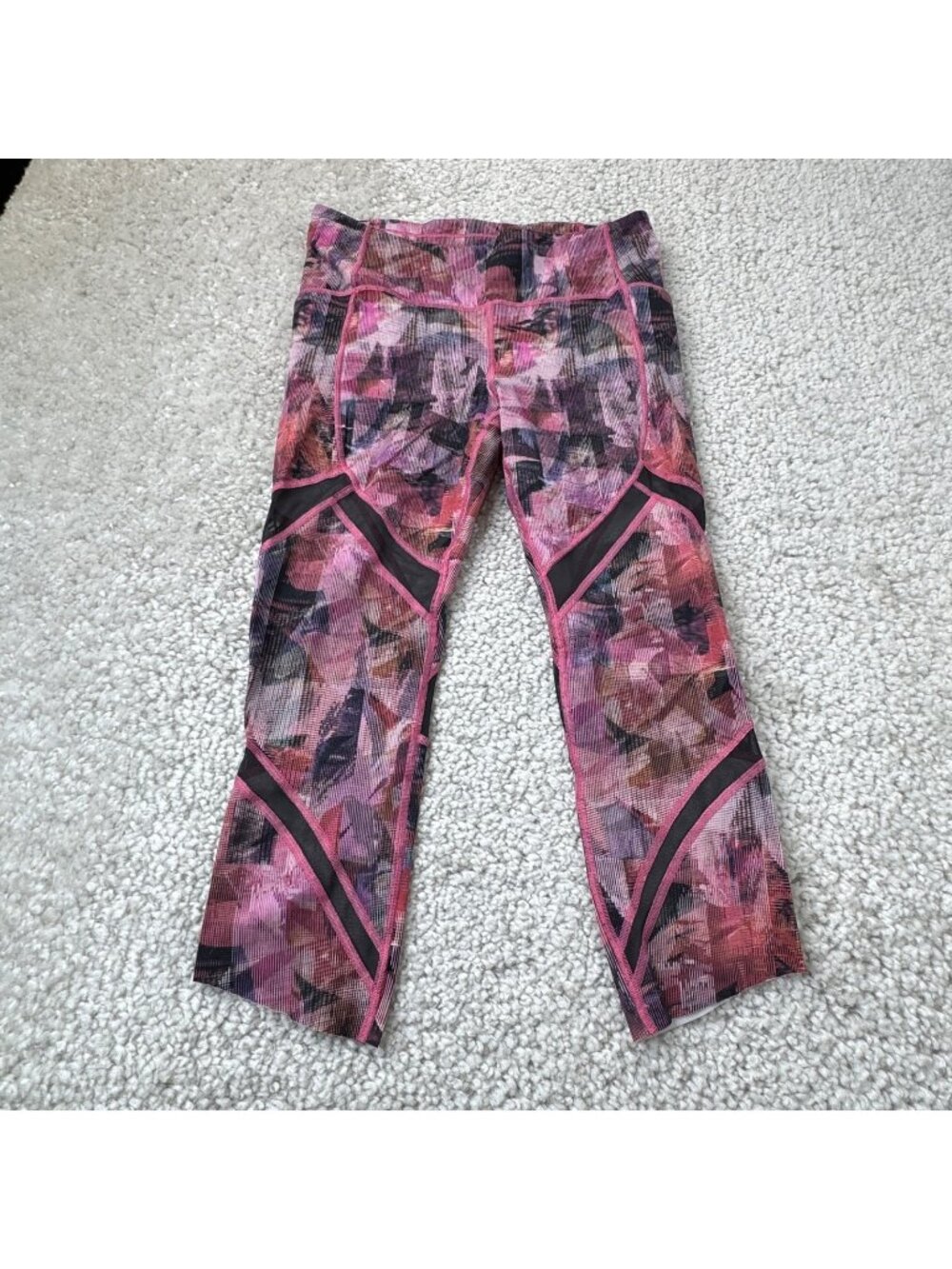 Lululemon On Pace Mesh Crop Pink Sun Dazed Womens 8